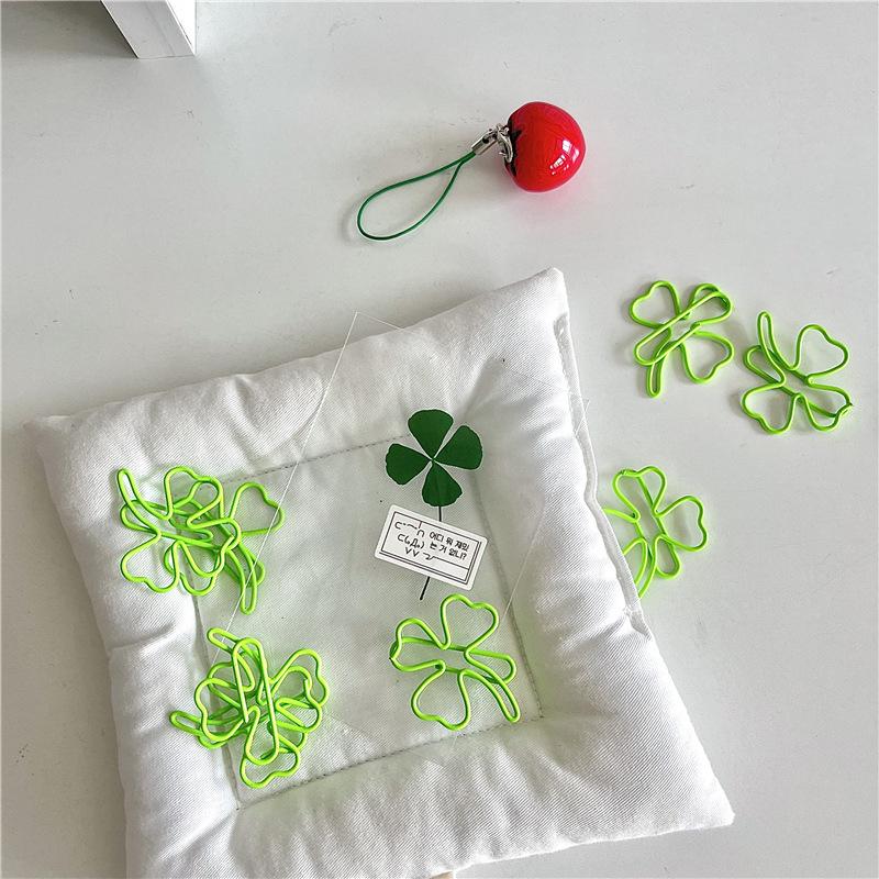 5 stk Søte Kreative Grønne Firkløver Papirklemmer Bokmerke Nydelig Dekor Permklemme Kontordokument Regningsbindingsrekvisitter