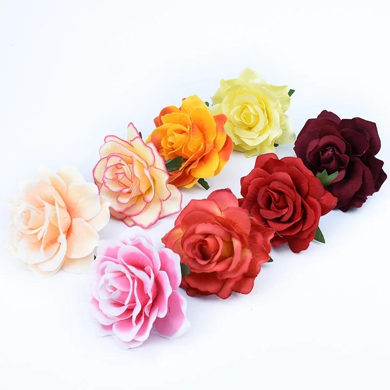 10 cm Hohe Qualität Seidenrosen Blumenwand Hochzeit Heimdeko Weihnachten DIY Brosche Brautaccessoires Ausverkauf Künstliche Blumen