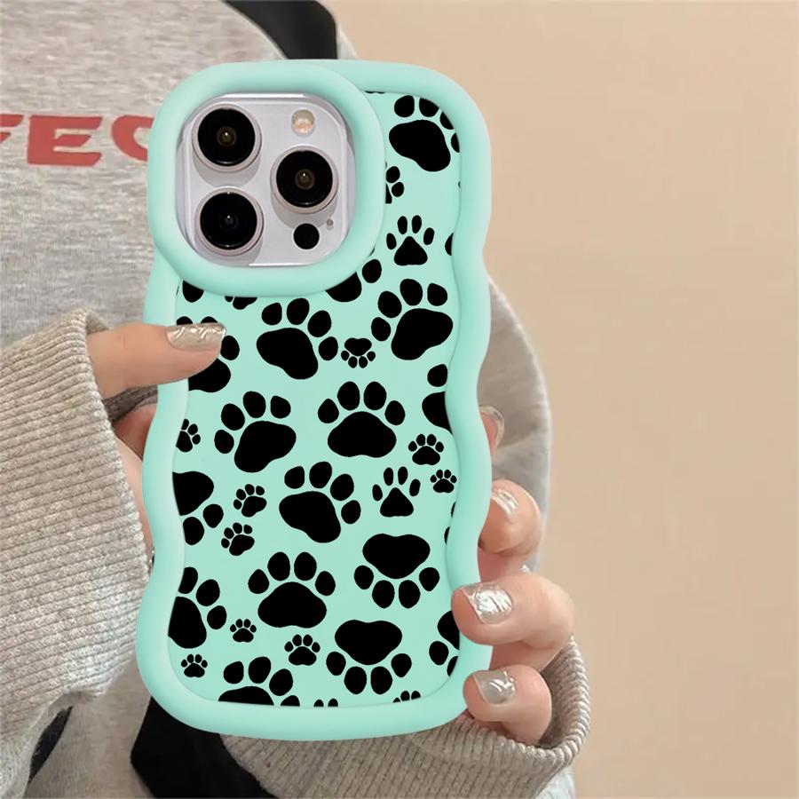 Cute Pet Paw Prints Soft Phone Cover Case for iPhone 11 8 16 Pro Max 14 15 Plus 12 XR 17 Air 13