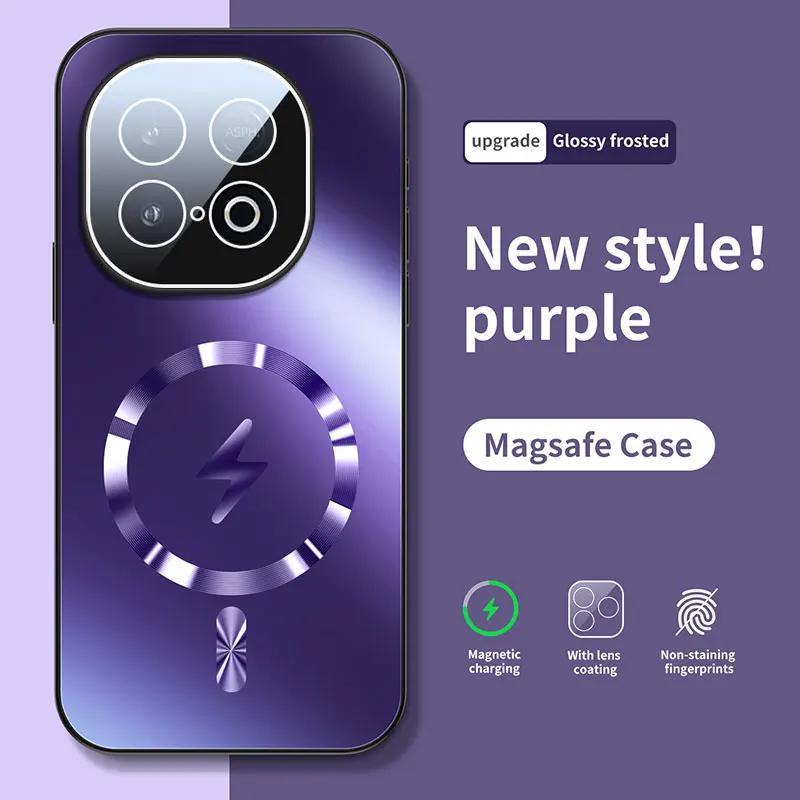 

Magnetic Wireless Charging Shockproof Case For VIVO iQOO Z10 Turbo Pro Plus Neo10 Global Lens Film Protection Frosted Back Cover iQOO Z10 фиолетовый