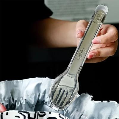 Stainless Steel Tableware Storage Box, Chopsticks, Spoon Sets, Portable, Primary School, Household, Outdoor, 3 Pcs