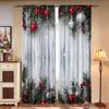 2 Pieces, Christmas Ball Wooden Background Curtains -30% Blackout - Suitable for Living Room, Bedroom, Kitchen, Home Decoration