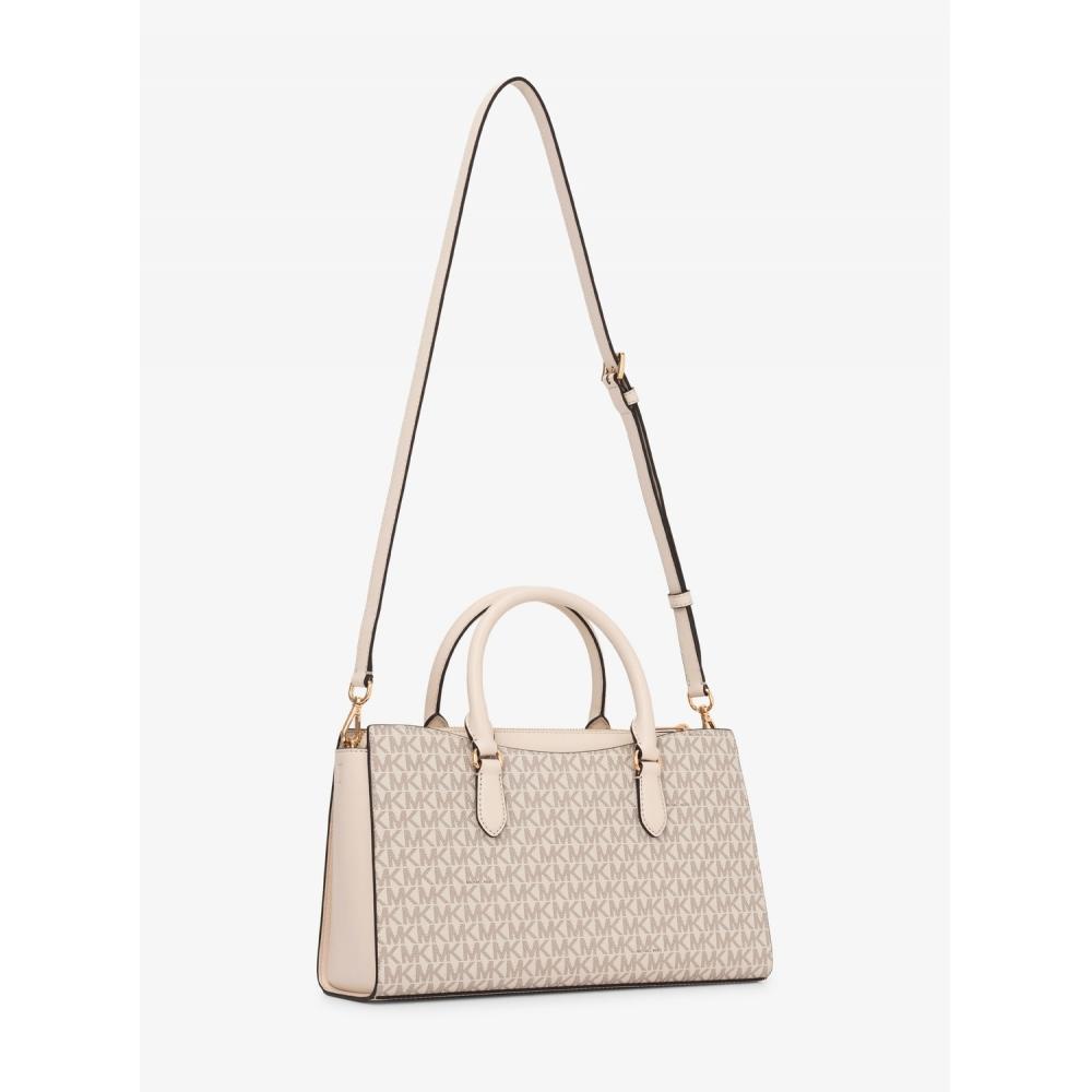 Michael Kors Arden Top Zip Satchel Medium   Mk Signature 35t6g4xs2b2605 Light Cream Multi