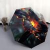 Automatic Open/Close Umbrella with Glowing Black Flower Design - 8-Rib Windproof Canopy, Automatic Folding Mechanism, Compact
