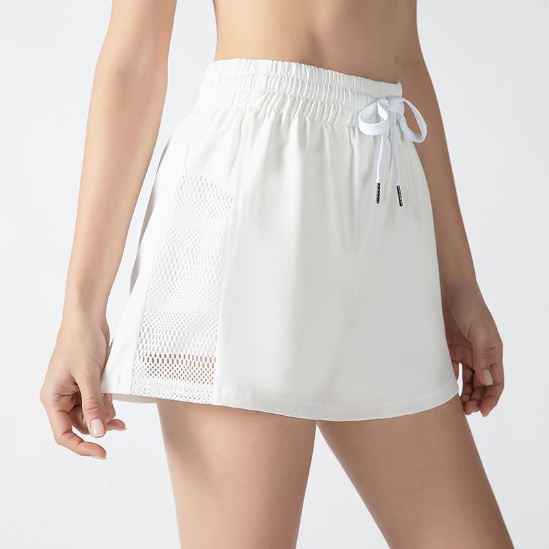 

Women s Quick-Dry Mesh High-Waist Yoga Shorts - Mid-Length L