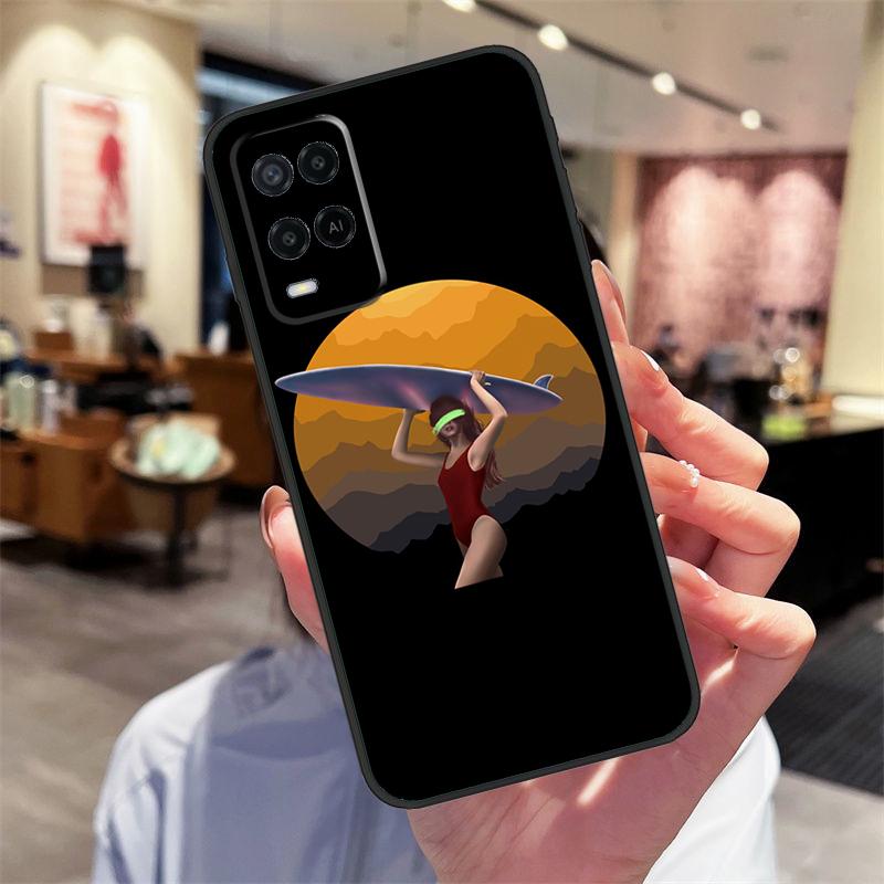 Surfboard Surfing Surf Girl Case For Oppo A94 A54 A40 A60 A80 A98 A78 A18 A38 A58 A16 A76 A96 A17 A77 A74 A57S A15 Cover