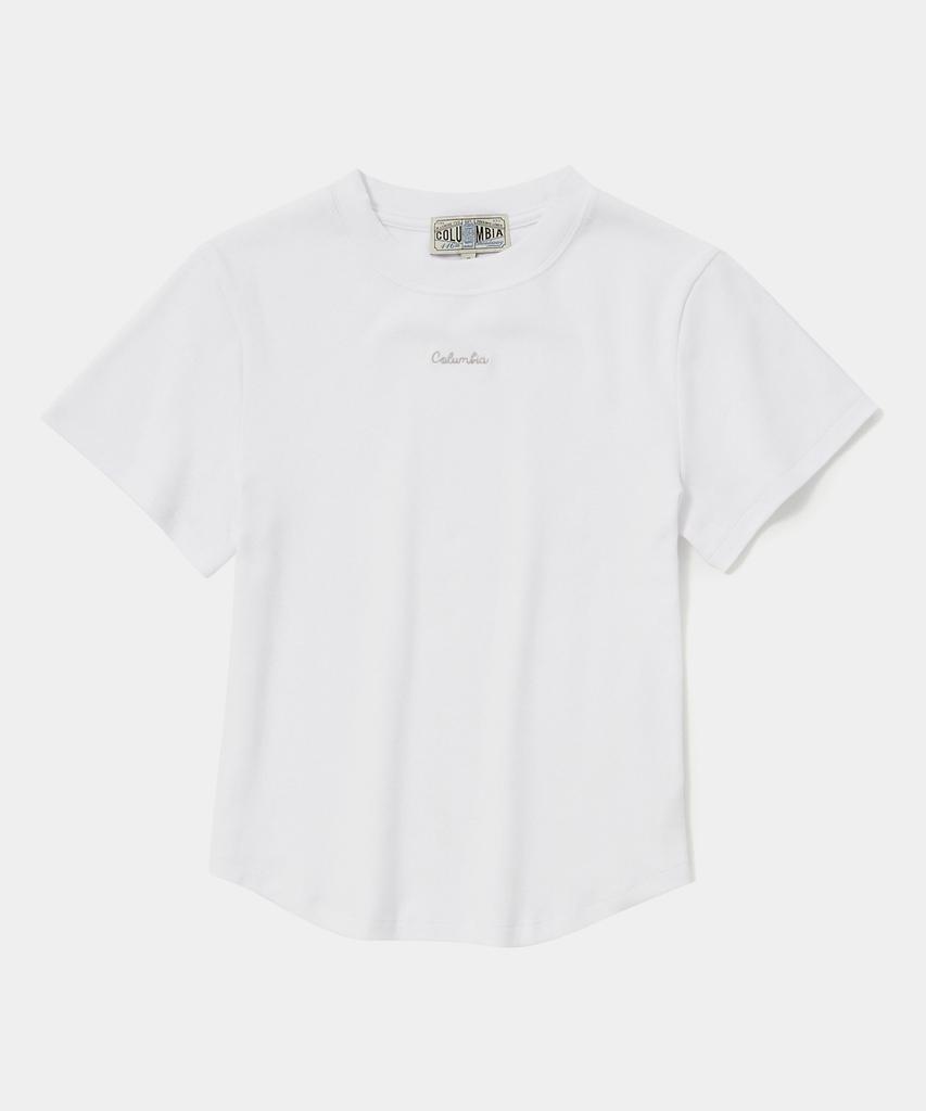 COLUMBIA UNIVERSITY Tiny Script Logo Women Slim-Fit S/S T-Shirts White