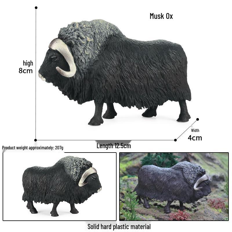 Children's Cognitive Animal Model Toy: Yellow Cow, Buffalo, Rhinoceros, Zebu, Bison, Bull Figurine.