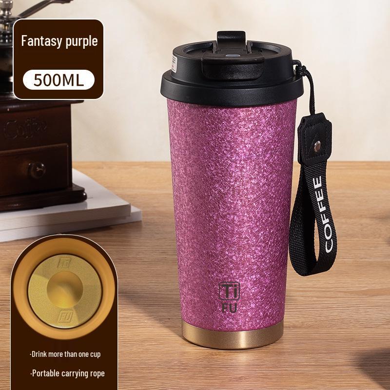 

Luxury Dual-Drink Titanium Insulated Cup with Ice Flower Design, Handle, and Straw – Large Capacity for Outdoors 500ml темно-фіолетовий колір