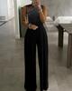 Women's Slimming Solid Color Jumpsuit with Brick Decoration - Summer Casual Long Pants