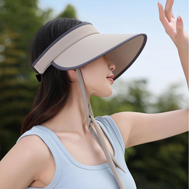 New Summer Women's Hat Ice Silk Large Brim Sun Block Hat UV Protection All Tide Visor Hat Empty Sun Hat