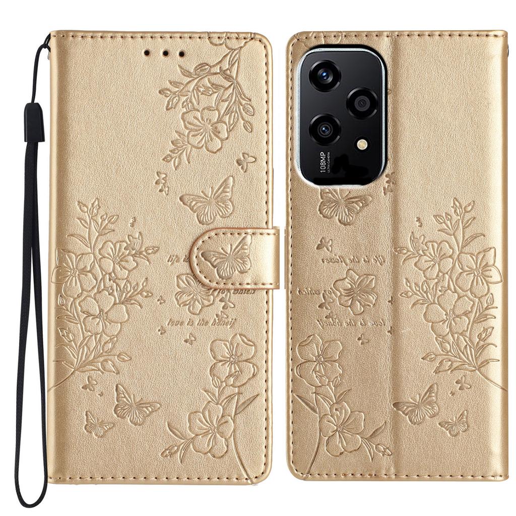 For Honor 200 Lite Wallet Phone Case Butterfly Floral Imprint Leather Flip Cover