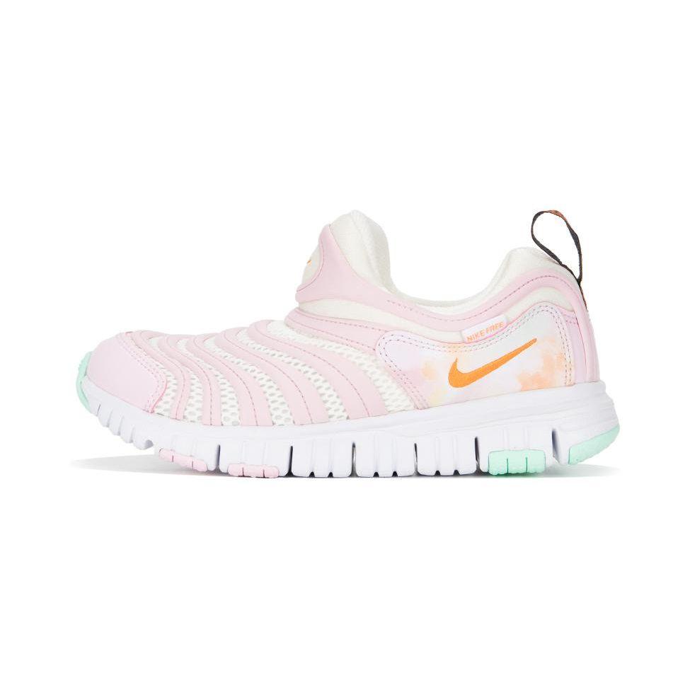 Nike Dynamo Free Simple Comfortable Daily Slip Resistant Shock Absorbing Low Top Kids Casual Shoes Kids Sneaker White Pink FJ7724-181