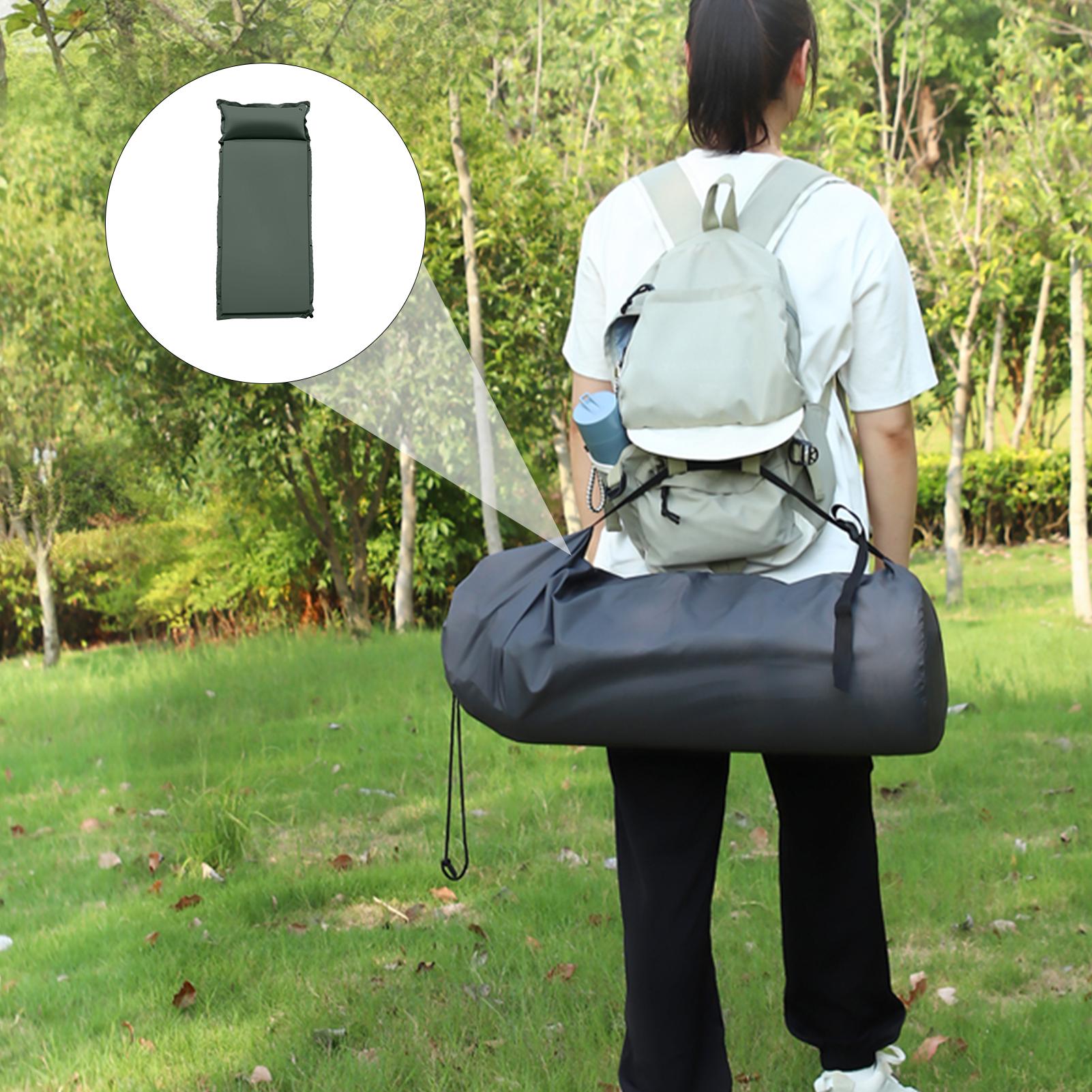 

Односпальный матрас Автоматический надувной спальный коврик для кемпинга Сжимаемый коврик для кемпинга для путешествий, пеших походов, пикника One Seat зелёный