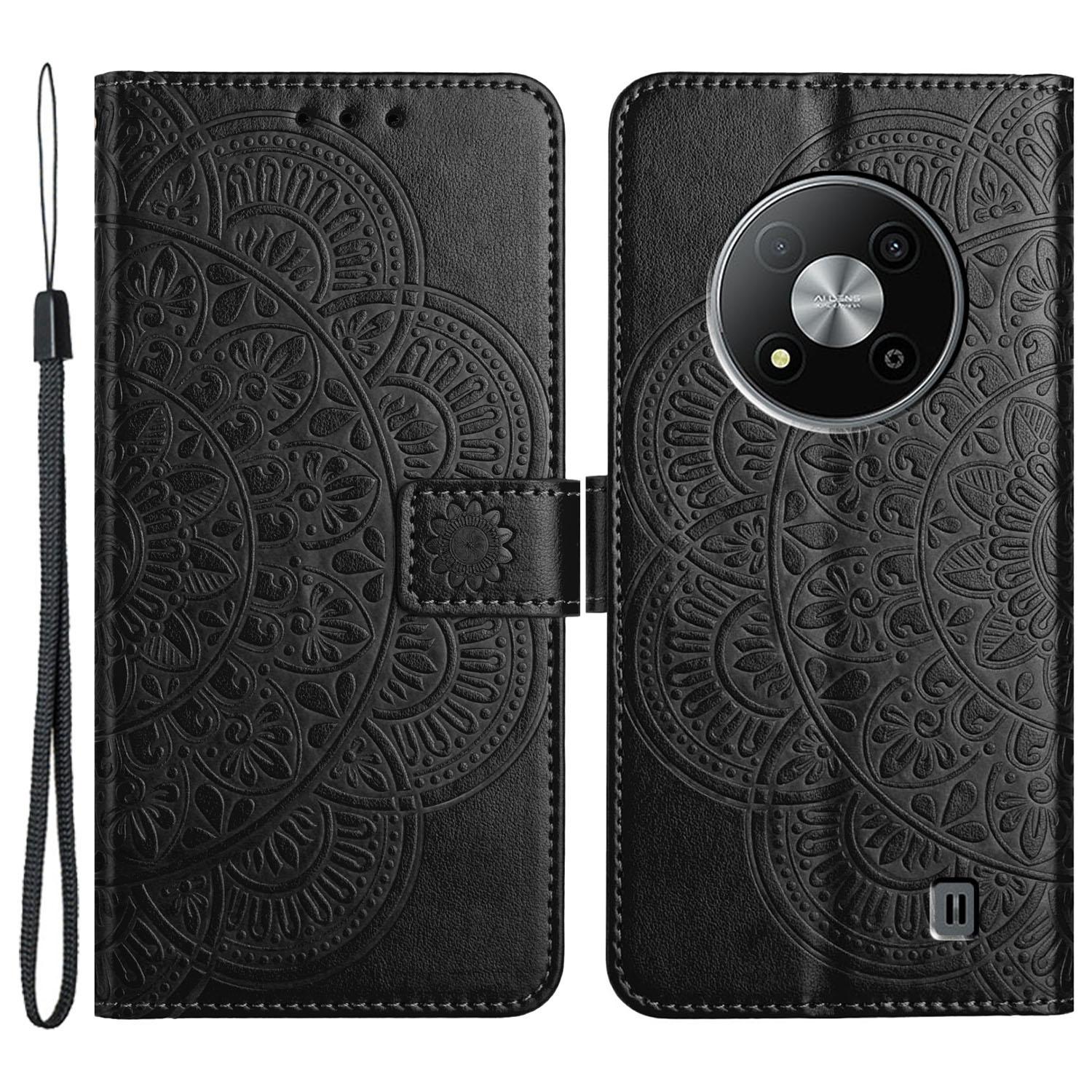 

Для ZTE Blade A73 5G шкіряний чохол Mandala Flower Wallet Flip Cover Black