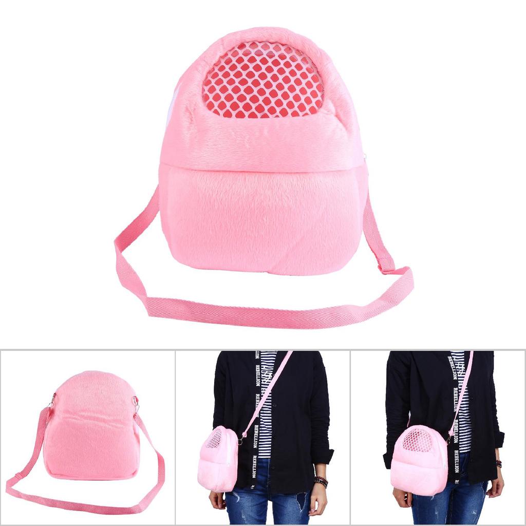 Pet Carrier Hamster Rat Hedgehog Rabbit Ferret Sleeping Outgoing Travel Packet Bag (Pink)