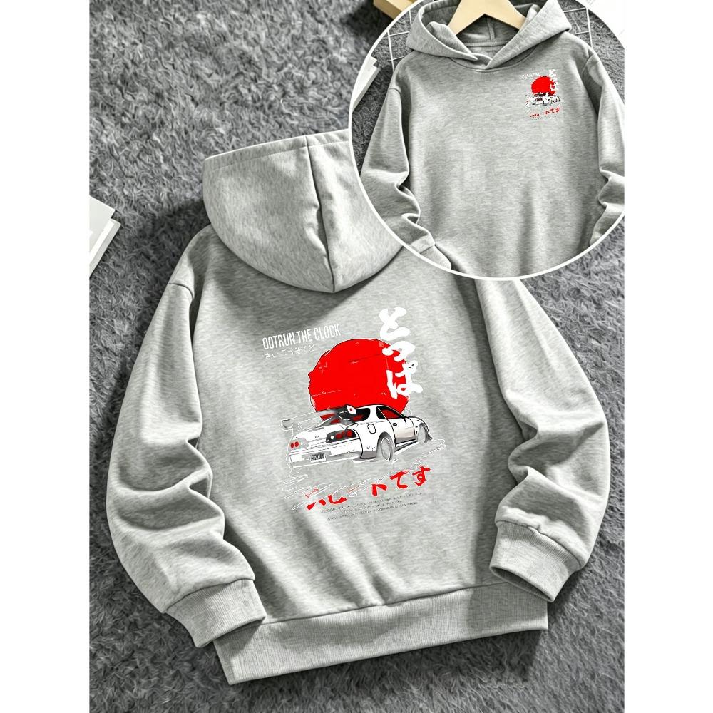 Children's Hooded Sweater Front and Rear Racing Car Printing Casual, Comfortable and Soft Autumn and Spring Models