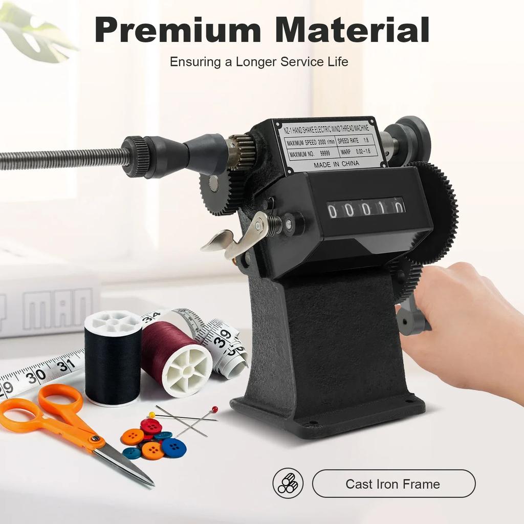 Steel Wheel Winding Machine, Manual Dual-Purpose Coil Counting Winder 0-99999 with Cast Iron Frame