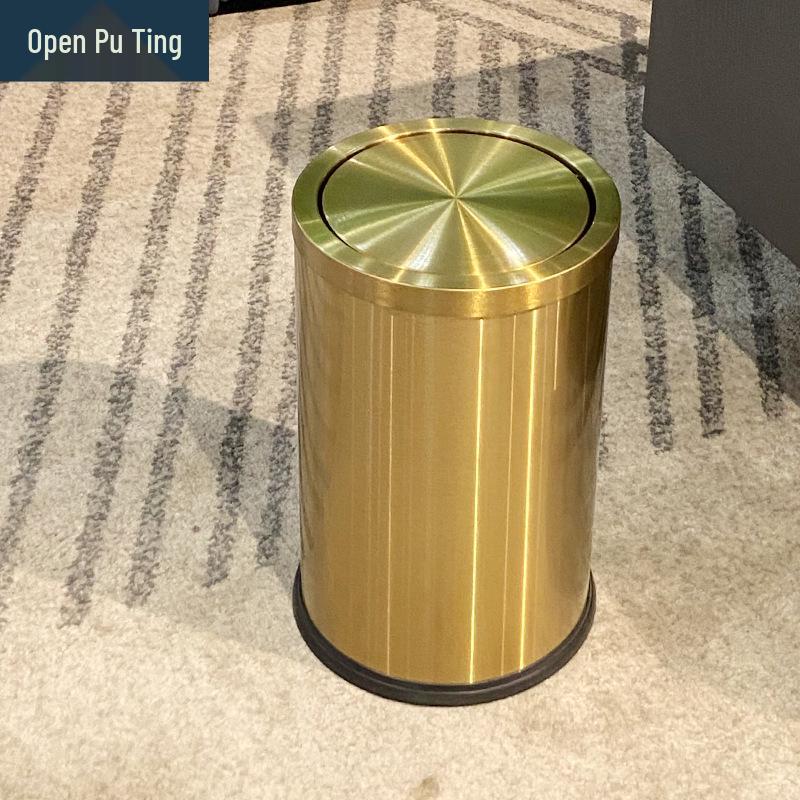 

Золотая мусорная корзина из нержавеющей стали с откидной крышкой для дома, коммерческого использования или отеля