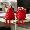 Creative Office Desk Organizer 3D Printed Articulated Strawberry Storage Box, Cute Figurine with Decorative Container for Movable Limbs, Mini Trinket