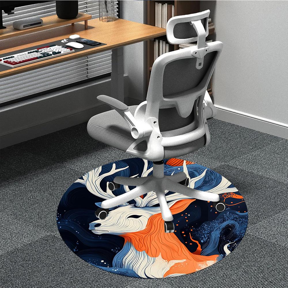 

1pc Deer Abstract Office Round Area Rug, Indoor Mat Suitable ForOffice, Under Office Chairs Bedroom Living Room Home Decor, Room Deco, D030 80cm by 80cm