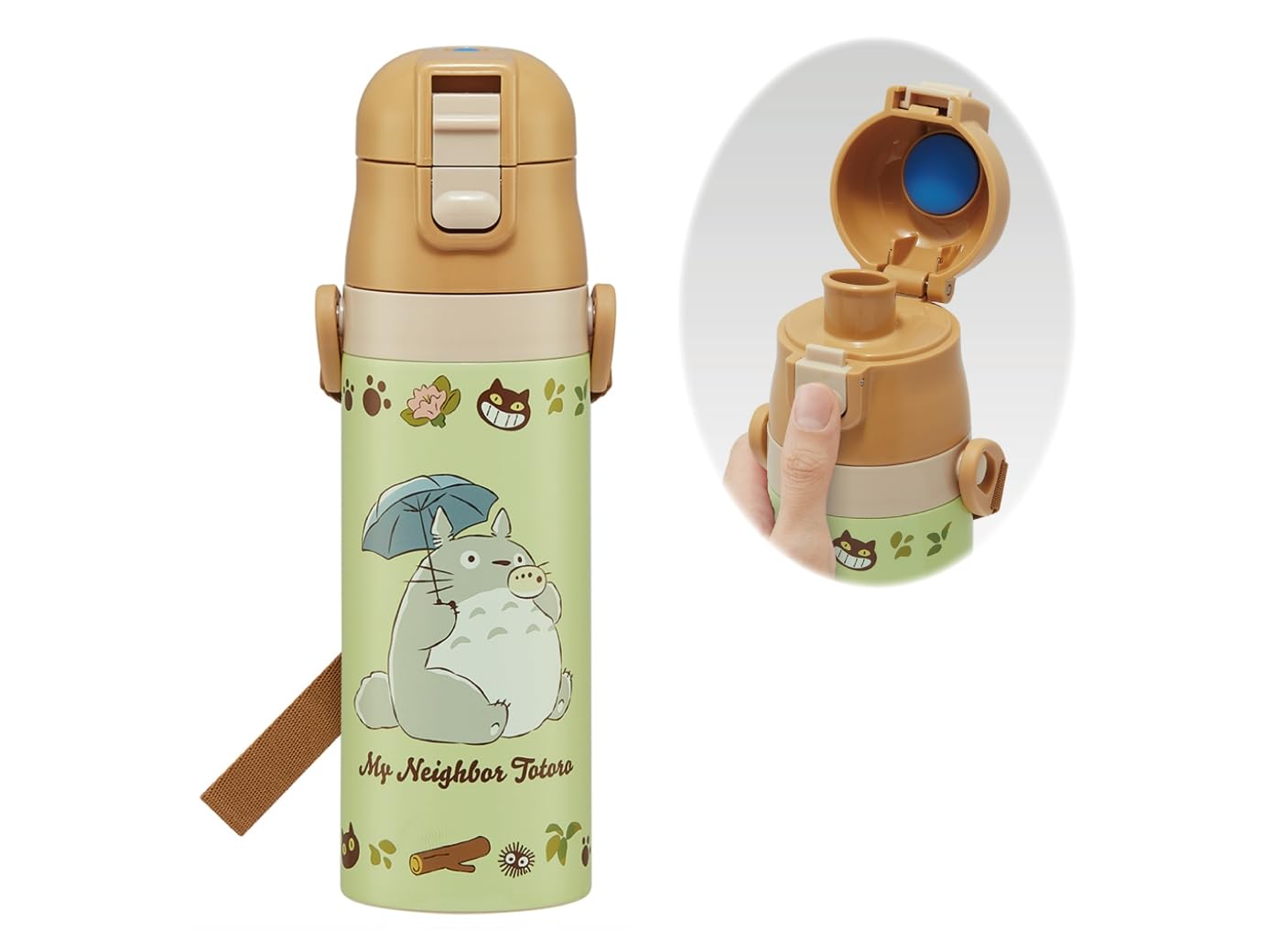

Skater Children s Water Bottle, 470ml, Direct Drinking, Ghibli Totoro & Cat Bus Design, Insulated, Stainless Steel, Lightweight, Sports Bottle, Kids