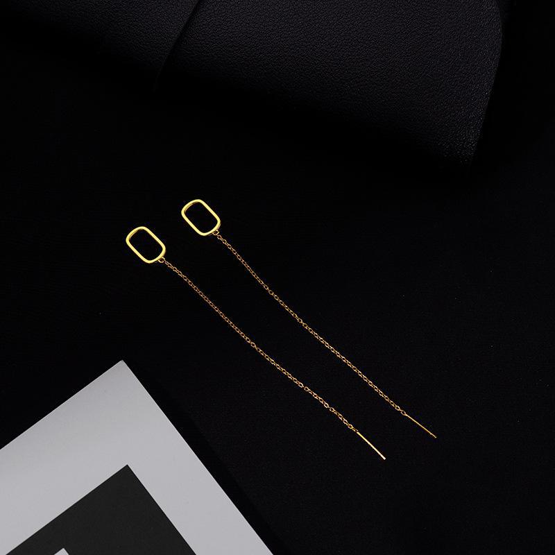 Orecchini Pendenti Lunghi Geometrici con Nappa in Argento Sterling S925 Banyan Tree per Donna - Nuovo Stile