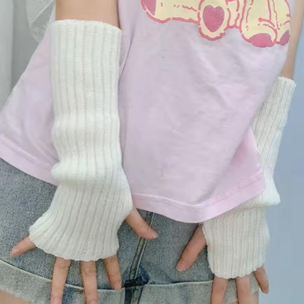 Knitted Arm Warmer Gloves Cold Proof Fingerless Gloves New Warm Arm Sleeve  Autumn Winter