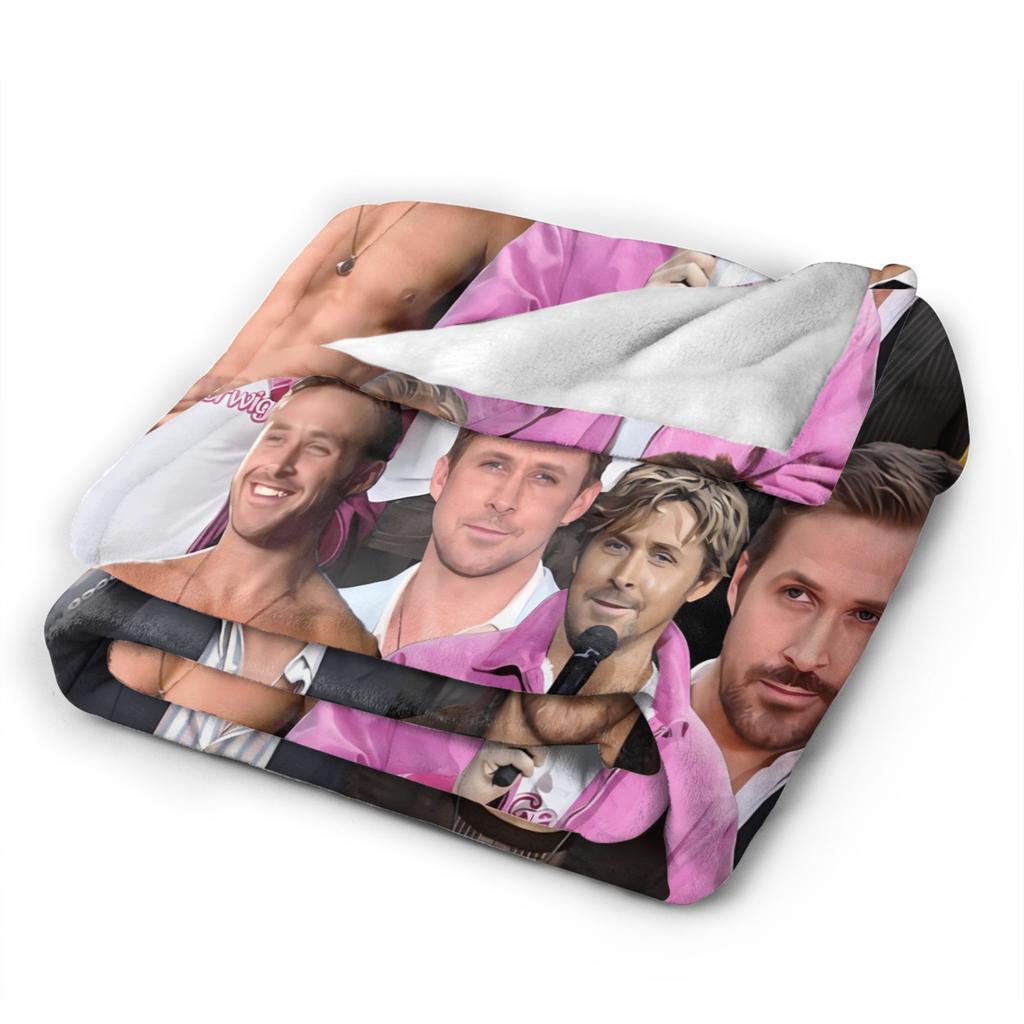 Barbenheimer Film Ryan Gosling Actor Photo Warm Soft Blanket Plush Throw Blanket Home Decor Flannel Bedspread Sofa Bed Cover