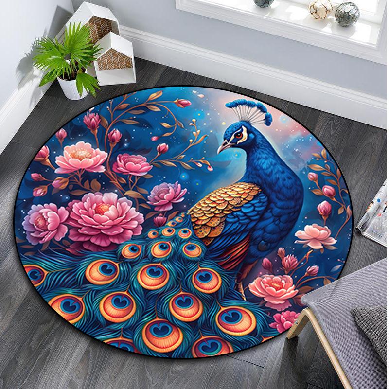 1Pc Animal Circular Print Rug - Home Decoration Carpet For Living Room Bedroom Flooring Computer Chair Area Rug