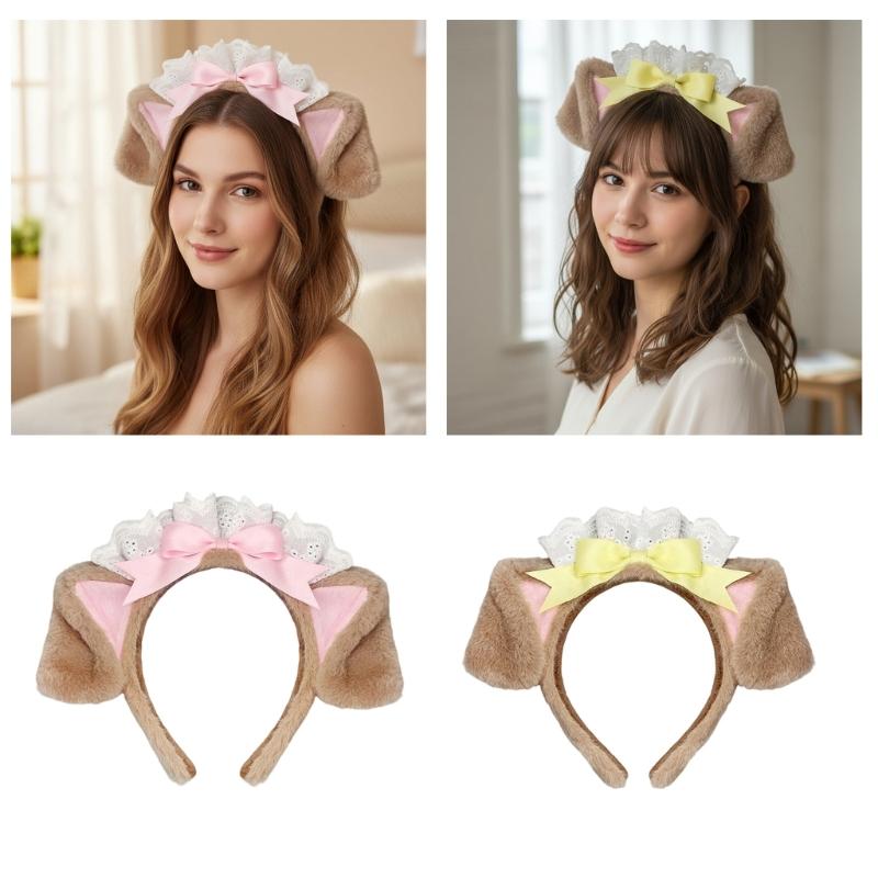 Soft Plush Dog Ear Hairband For Women Girls Cosplay Anime Hair Hoop Party Costume Sweet Style Accessory