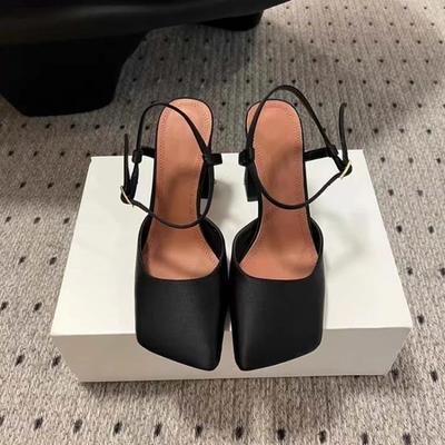 Fashion New Satin Mary Jane Fashion Sandals European American Women's Summer Square Head Thick Heel Shopping Commuting Style High Heels
