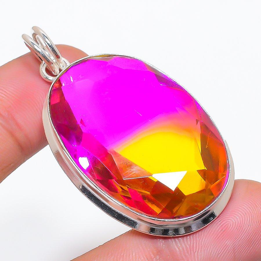 Natural Bi-Color Tourmaline Gemstone 925 Sterling Silver Pendant 2.17 AP-14123