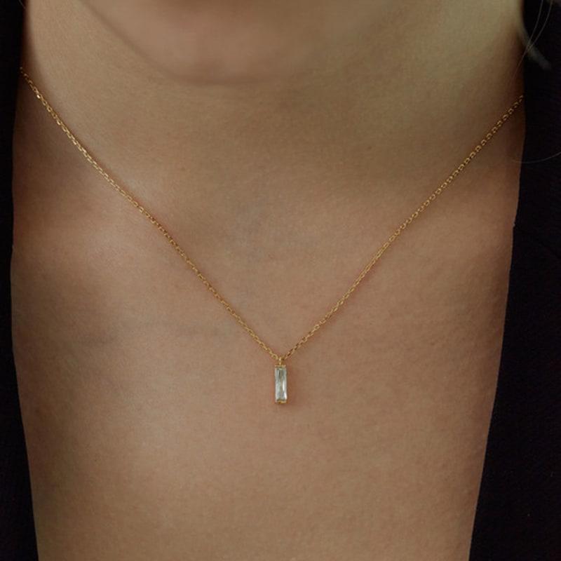 Shertz Square Crystal Pendant Necklace (14k)