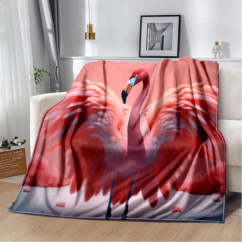 Kreslený růžový plameňák Rainforest Love Bird deka, měkká deka pro domácí postel pohovka pohovka piknik cestovní přikrývka deka děti
