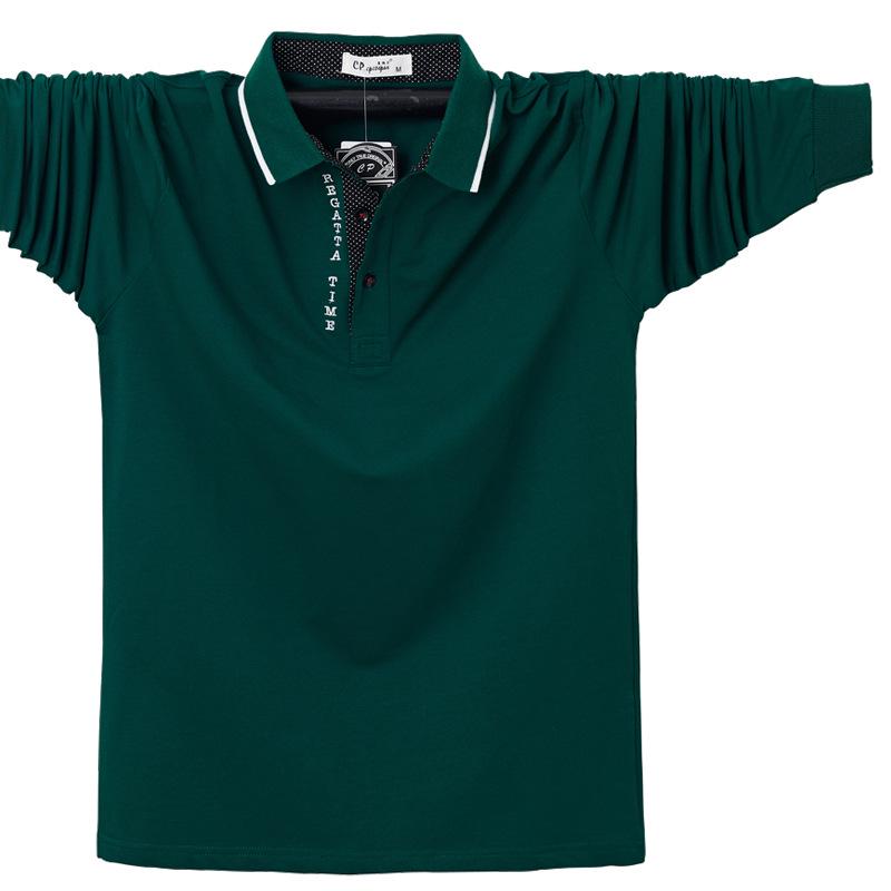 Extra Large Men's Long Sleeve Polo Shirt - Turn-Down Collar, Plus Size, Loose Fit, Business Style