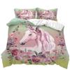 Pink Unicorn Flowers Duvet Cover Set King Queen Double Size Polyester Comforter Cover With Pillowcase For Kids Girls Bedding Set