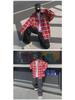 Men's Retro Red Plaid Embroidered Shirt - American Style, Loose Fit, Long Sleeve, Sun Protection