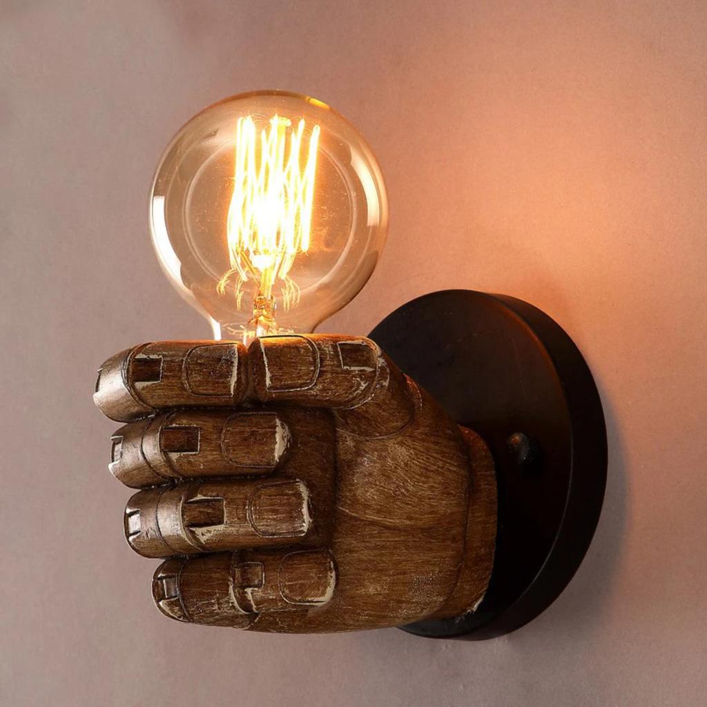 Neu Amerikanischen Vintage Holz Hand Modell Wand Lampen Loft Foyer Harz Wand Lichter Restaurant Studie Esszimmer Kaffee Shop Lichter