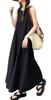 One One Solid Maxi One's One's Dress, Sleeveless, A-Line, Long, Backless, Color, Flared, Elegant, Length, Women's (XL, Black)