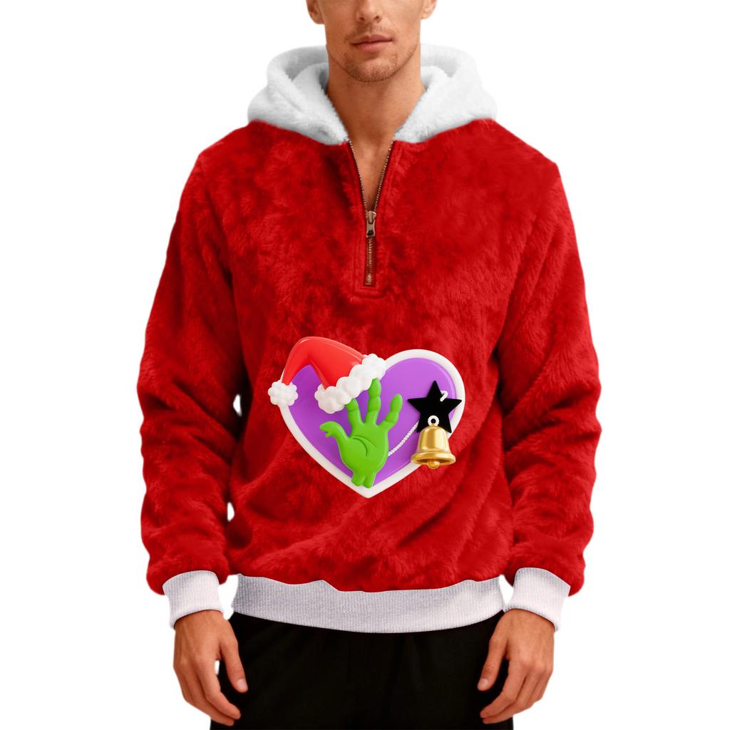 Men's Plush Half Zipper Hooded Hood Hoodie