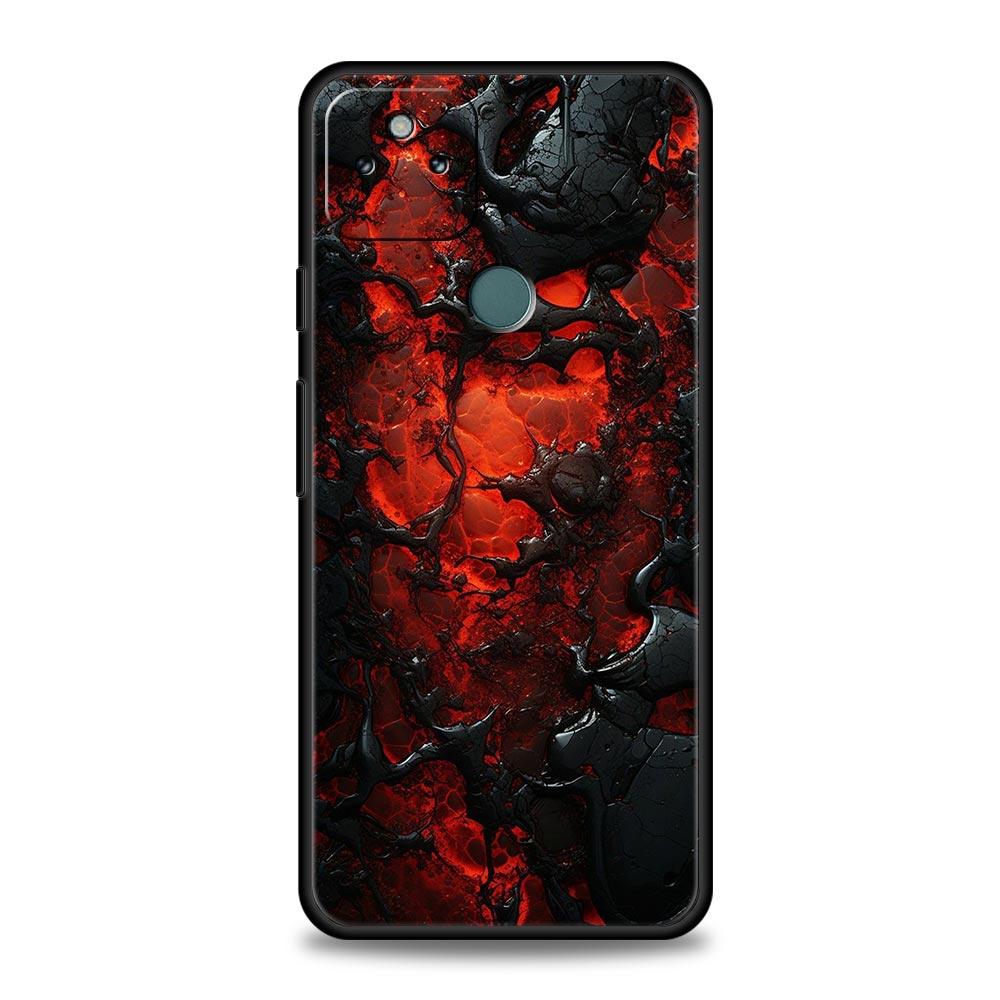 Black Red Ripple Art Phone Case Cover for Google Pixel 10 9 8 7 6 9A 8A 7A 6A Pro Shockproof Soft TPU 10 Pro XL Shell Fundas Bag