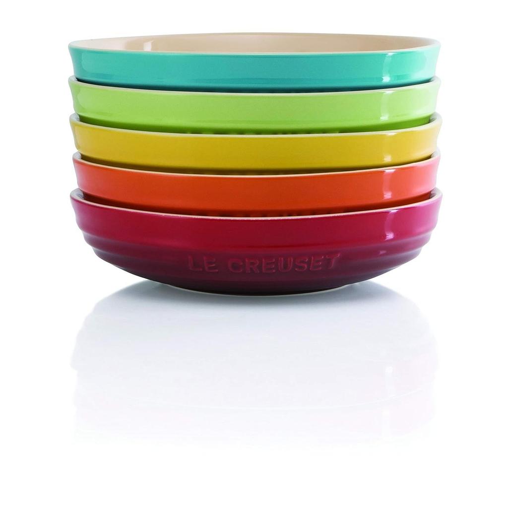 Piatto Fondo Tondo Le Creuset 20 cm Arcobaleno Resistente al Calore Freddo Compatibile Microonde Forno Set 5 Piatto Pasta Curry Gratin Prodotto Ufficiale Giappone