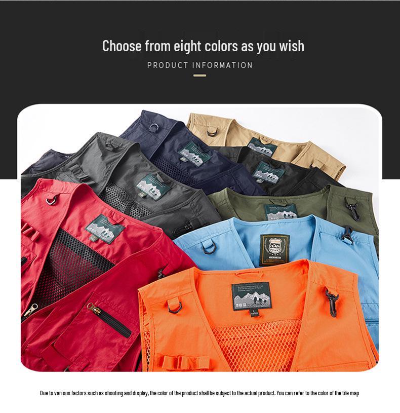 Men's Multi-pocket Mesh Vest for Spring & Autumn - Versatile for Fishing, Photography, and Outdoor Activities