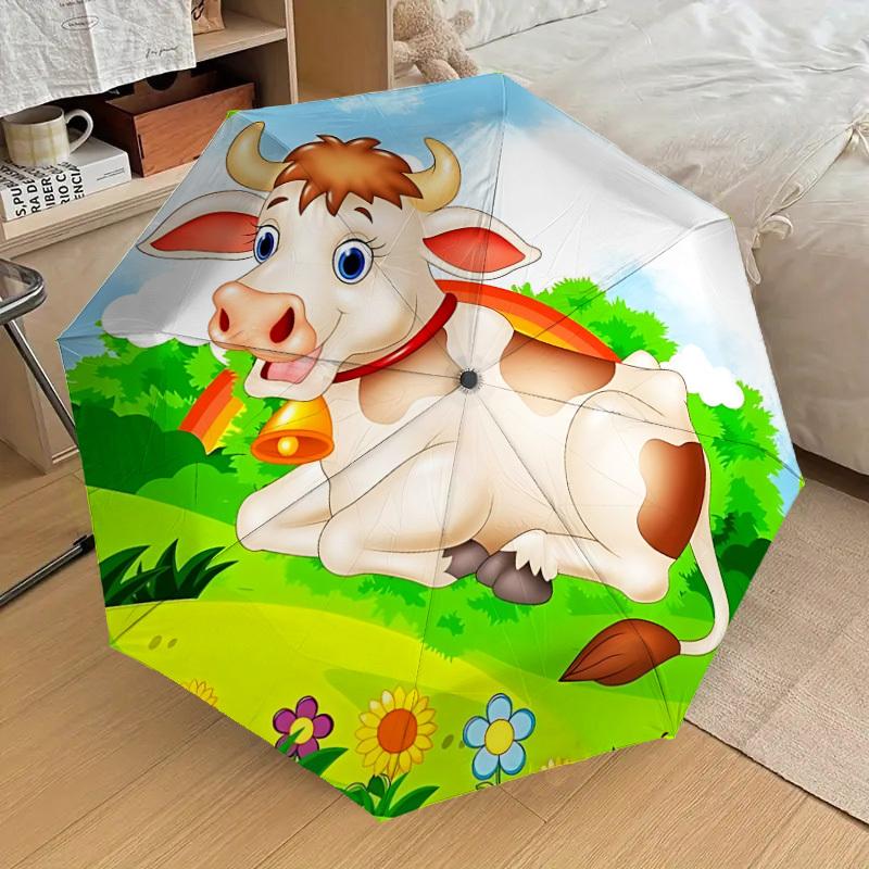 1pc Calf, Pastoral Automatic Open/Close Umbrella, 8-Rib Sturdy Frame, Umbrella for Travel, Everyday, Formal Events yy251126031