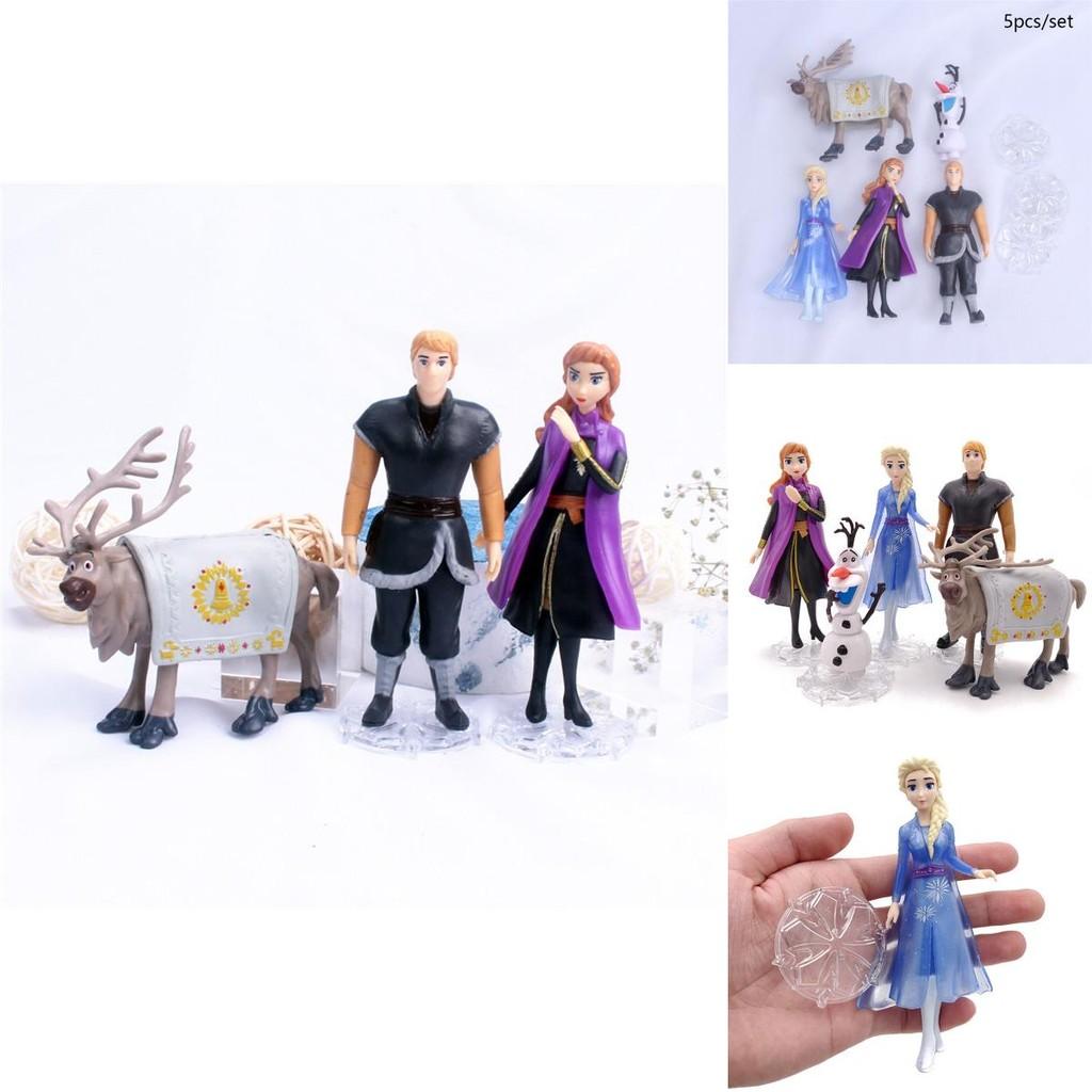 Bezauberndes 5-teiliges Schneekönigin Anna Elsa Frozen 2 Olaf Sven Kristoff Actionfiguren Set