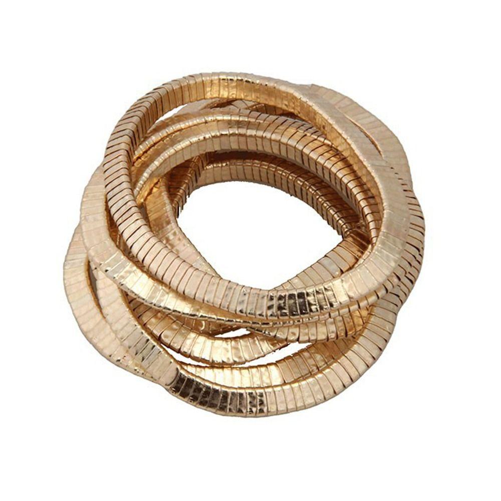 Alloy Flexible Bangle Gold Color Multi-layer Bracelet New Bendable Bracelet Jewelry Accessories