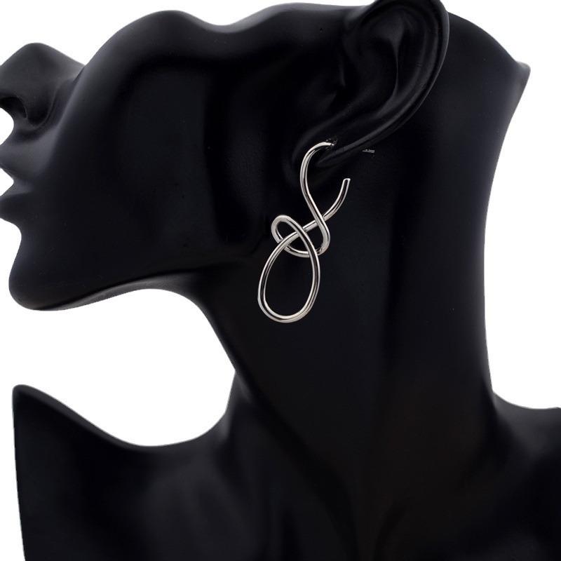 Fashion Simple Design Twisted Irregular Drop Earrings, Women's Personalized Daily Versatile Zircon Accessories