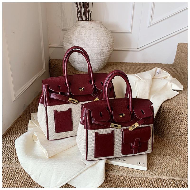 Fashion contrasting color large-capacity bag New commuter versatile messenger bag High-end women's portable platinum bag