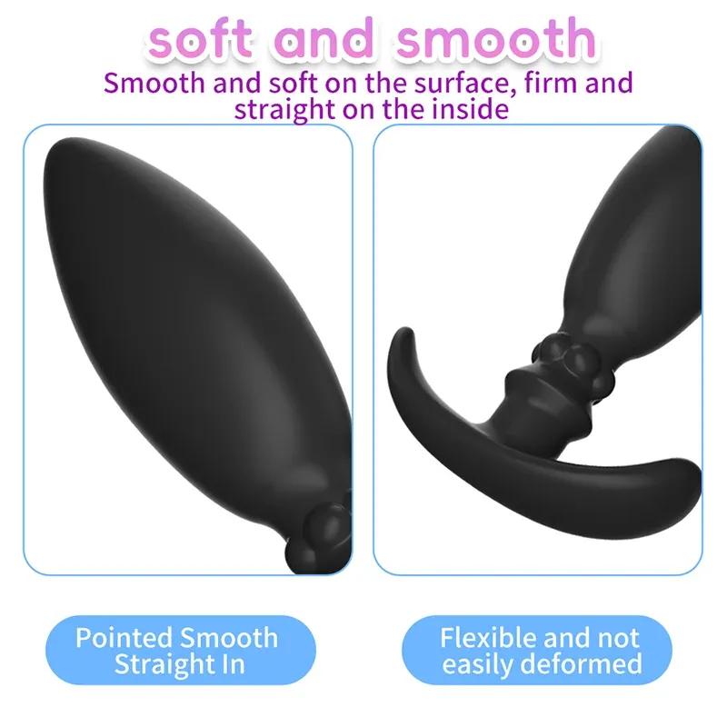 Silicone Metal Rolling Bead Anal Plug Wearable Butt Plug Stimulation Anus Masturbator G-Spot Massage Bdsm Sex Toys for Man Women